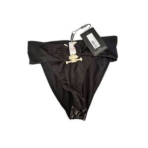 NWT Black Pretty Little Thing bikini bottom with gold embellishments